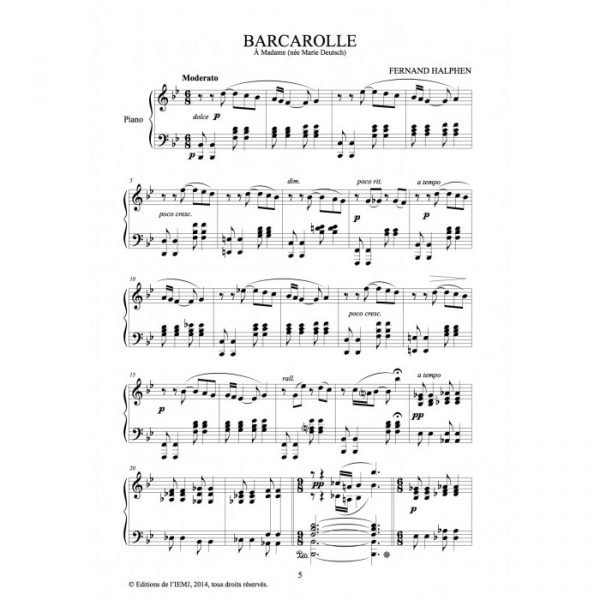 Fernand Halphen - Cinq pièces pour piano