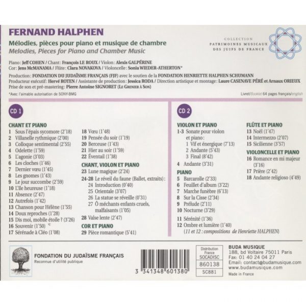 Fernand Halphen - Mélodies pour piano et musique de chambre