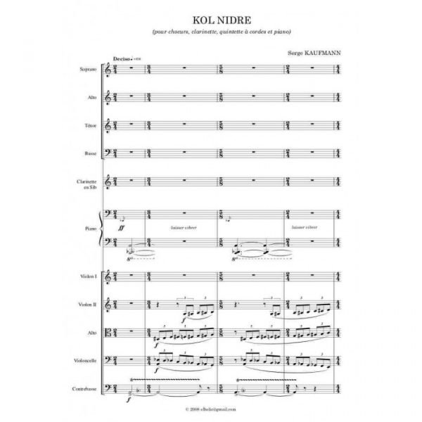 Serge Kaufman - Kol Nidré pour choeur, quintette à cordes, piano et clarinette