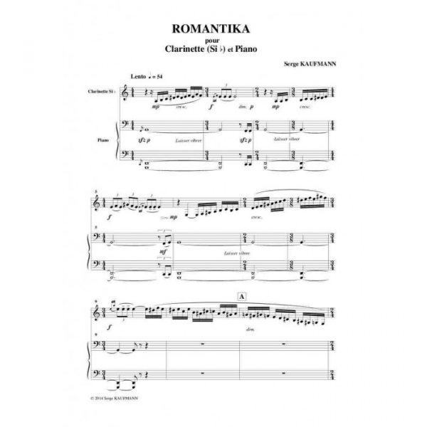 Serge Kaufman - Romantika pour clarinette et piano