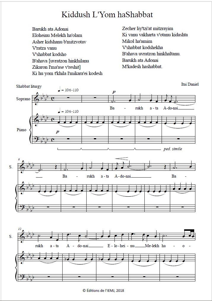 Daniel - Four Shabbat melodies for choir and piano - Imagen 2