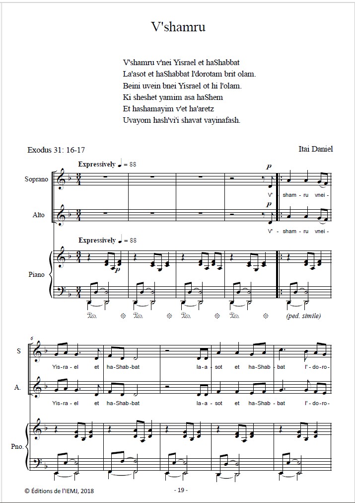 Daniel - Four Shabbat melodies for choir and piano - Imagen 3