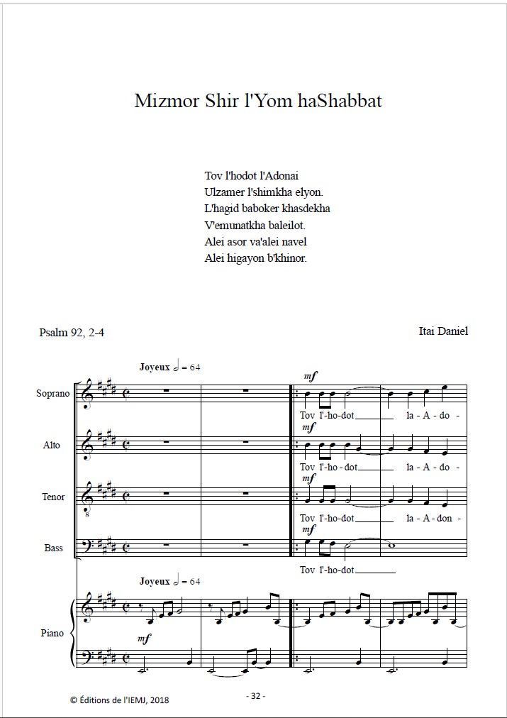 Daniel - Four Shabbat melodies for choir and piano - Imagen 4