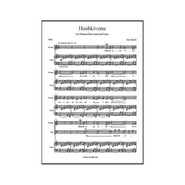 Daniel - Hashkivenu, pour chœur de femmes et d'hommes et piano - partition imprimée