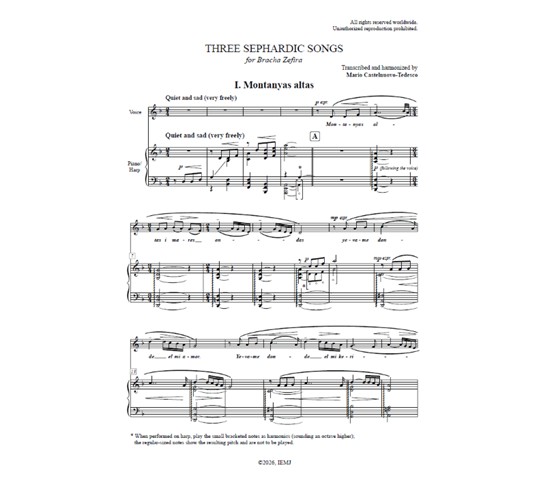 Castelnuovo-Tedesco - Three Sephardic Songs, for medium Voice and Piano (or Harp) – Image 2